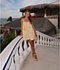 Gianni Bini x Shea Leigh Mills Limoncello Floral Print Sleeveless Satin Mini Baby Doll Romper, Color:Yellow Floral - Image 6