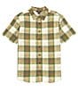 Color:Sage Plaid - Image 1 - Kongde Short-Sleeve Plaid Woven Shirt