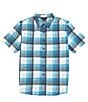 Color:Arctic Blue Plaid - Image 1 - Kongde Short-Sleeve Plaid Woven Shirt
