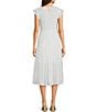 Blu Pepper Short Flutter Sleeve Smocked Tiered Midi Dress, Color:Off White - Image 2