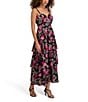 SIENA Floral Embroidered Mesh Tier Midi Dress, Color:Black Multi - Image 3