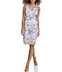 Color:Lilac Multi - Image 1 - Floral Embroidered Mesh V-Neck Sleeveless Sheath Dress