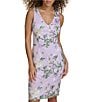 Color:Lilac Multi - Image 3 - Floral Embroidered Mesh V-Neck Sleeveless Sheath Dress