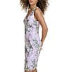 Color:Lilac Multi - Image 4 - Floral Embroidered Mesh V-Neck Sleeveless Sheath Dress