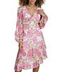 Color:Blush Multi - Image 4 - Floral V Neckline Long Sleeve Smocked Waist Asymmetrical Tiered Dress