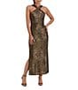 SIENA Halter Sequin Mesh Long Dress, Color:Bronze/Black - Image 1