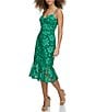 Color:Green - Image 4 - Lace Sweetheart Neck Sleeveless Flounce Midi Dress