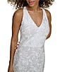 Color:White - Image 5 - Lace V-Neck Sleeveless Strappy Back Flounce Hem Mermaid Midi Dress