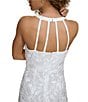 Color:White - Image 6 - Lace V-Neck Sleeveless Strappy Back Flounce Hem Mermaid Midi Dress