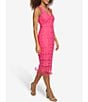 Color:Pink - Image 3 - Lace V-Neckline Sleeveless Back Yoke Fringe Detail Midi Dress