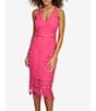 Color:Pink - Image 4 - Lace V-Neckline Sleeveless Back Yoke Fringe Detail Midi Dress