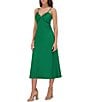 SIENA Matte Satin V-Neck Sleeveless Spaghetti Straps Slip Midi Dress - Image 4