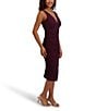 SIENA Mesh Ruched Bodycon Midi Dress, Color:Bordeaux - Image 3