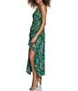 Color:Green Multi - Image 4 - Metallic Floral V-Neck Sleeveless Maxi Dress