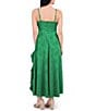 SIENA Satin Jacquard V Neck Sleeveless Chain Straps Ruffle A-Line Maxi Dress - Image 2