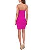 SIENA Scuba Crepe Off-The-Shoulder Asymmetrical Neck Sleeveless Wrap Mini Dress, Color:Fuchsia - Image 3