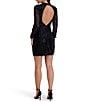 SIENA Sequin Fringe Mesh Mock Neck Mini Dress, Color:Black - Image 2