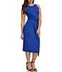 SIENA Sleeveless Twist Front Crepe Faux Wrap Midi Dress, Color:Sapphire - Image 3