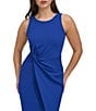 SIENA Sleeveless Twist Front Crepe Faux Wrap Midi Dress, Color:Sapphire - Image 4