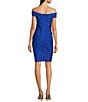Color:Sapphire - Image 2 - Stretch Bandage Knit Off-the-Shoulder Cap Sleeve Bodycon Dress