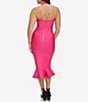 Color:Hot Pink - Image 2 - Stretch Bandage Knit Sweetheart Halter Neckline Flounce Bottom Midi Dress