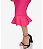 Color:Hot Pink - Image 4 - Stretch Bandage Knit Sweetheart Halter Neckline Flounce Bottom Midi Dress