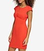 Color:Hot Coral - Image 4 - Stretch Twist Keyhole Neck Cap Sleeve Bodycon Dress