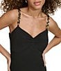 Color:Black - Image 5 - Stretch Twist Sweetheart Neckline Chain Strap Midi Dress