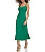Color:Green - Image 3 - Stretch Twist Sweetheart Neckline Chain Strap Midi Dress