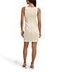 SIENA V-Neck Faux Suede Ruched Faux Wrap Dress, Color:Cream - Image 2
