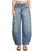 Signature 8 Barrel Cut Destructed Jeans, Color:Medium Blue - Image 1