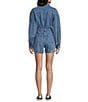 Signature 8 Denim Long Sleeve Button Front Romper, Color:Medium Denim - Image 2