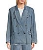 Signature 8 Denim Oversized Blazer, Color:Medium Blue - Image 3