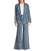 Signature 8 Denim Oversized Blazer, Color:Medium Blue - Image 4