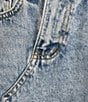 Signature 8 High-Low Fringed Distressed Denim Skirt, Color:Medium Blue - Image 4