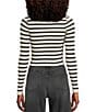 Signature 8 Long Sleeve Striped Cropped Top, Color:Black - Image 2