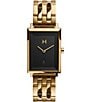 Color:Gold - Image 1 - Signature Square Mason Gold Stainless Steel Bracelet Watch