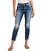 Color:Indigo - Image 1 - Avery 26#double; Inseam Destructed Cropped Skinny Jeans