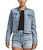 Color:Indigo - Image 1 - Button Front Fitted Jean Jacket