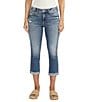 Color:Indigo - Image 1 - Elyse Mid Rise Luxe Stretch Rolled Cuff Capri Jeans