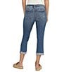 Color:Indigo - Image 2 - Elyse Mid Rise Luxe Stretch Rolled Cuff Capri Jeans
