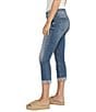 Color:Indigo - Image 3 - Elyse Mid Rise Luxe Stretch Rolled Cuff Capri Jeans