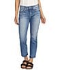 Color:Indigo - Image 1 - Elyse Mid Rise Straight Crop Jeans