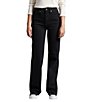 Color:Black - Image 1 - Highly Desirable Straight Leg High Rise Trouser Jeans