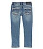 Color:Medium Wash - Image 2 - Little Girls 2T-6X 5-Pocket Back Pocket Detail Sasha Skinny Denim Jeans