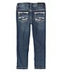 Color:Dark Wash - Image 2 - Little Girls 2T-6X 5-Pocket Back Pocket Detail Sasha Skinny Denim Jeans