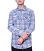 Color:Blue - Image 1 - Long Sleeve Plaid Yarn Dyed Western Style Woven Shirt