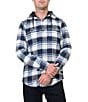 Color:Blue - Image 1 - Long Sleeve Yarn-Dyed Plaid Hooded Flannel Shirt