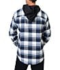 Color:Blue - Image 2 - Long Sleeve Yarn-Dyed Plaid Hooded Flannel Shirt