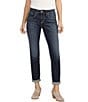 Color:Dark Indigo - Image 1 - Mid Rise Boyfriend Slim Jeans